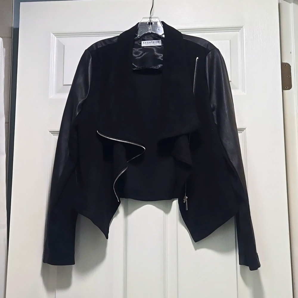 BAGATELLE FAUX LEATHER MIXED MEDIA JACKET SZ M